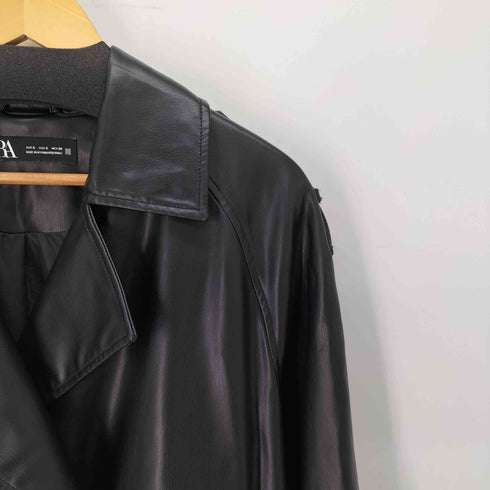 ザラ ZARA フェイクレザー トレンチコート レディース import:S