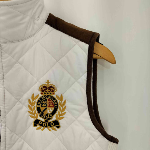 ポロラルフローレン POLO RALPH LAUREN 現行タグ ロゴ刺繍 スエード切替 中綿 キルティングベスト レディース SP