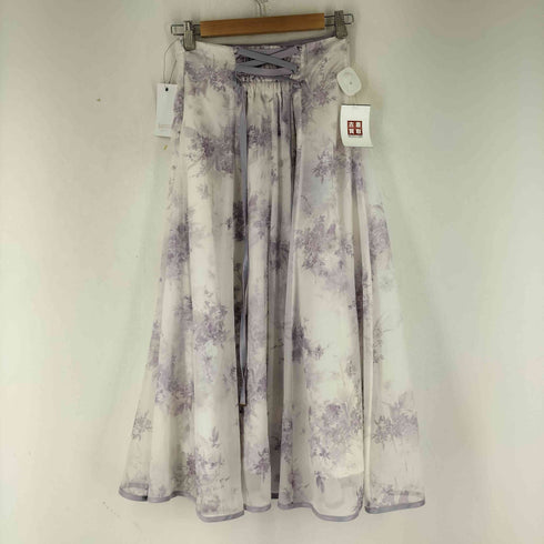 トッコクローゼット tocco closet バックレースアップ水彩フラワーレイヤードプリントフレアスカート レディース JPN:M