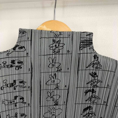 プリーツプリーズイッセイミヤケ PLEATS PLEASE ISSEY MIYAKE 総柄プリーツ S/S ハイネックカットソー レディース JPN:4