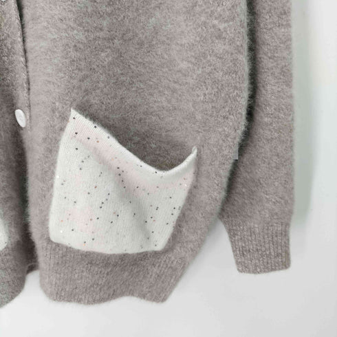 ユナイテッドアローズ UNITED ARROWS フォックスカシミヤ スパンコール ミドル カーディガン レディース