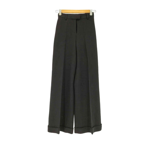 エスマックスマーラ S Max Mara ナイロン混 ウール センタープレス ワイドスラックス レディース 36