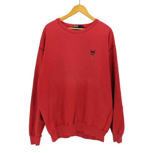ポロバイラルフローレン Polo by RALPH LAUREN 90S 香港製 ゴルフクレスト 刺繍 クルーネック スウェット メンズ import:XL