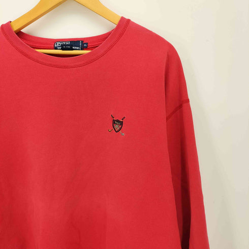 ポロバイラルフローレン Polo by RALPH LAUREN 90S 香港製 ゴルフクレスト 刺繍 クルーネック スウェット メンズ import:XL