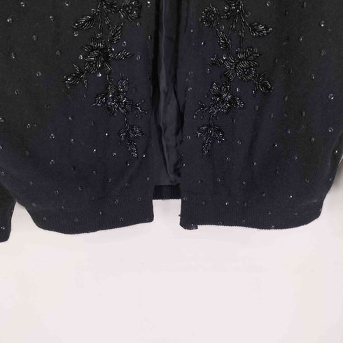 60-70S BANFF LTD スパンコール 花 ウール ニット カーディガン vintage レディース