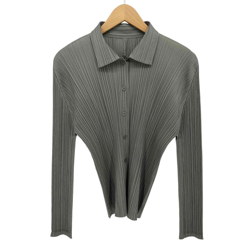 プリーツプリーズイッセイミヤケ PLEATS PLEASE ISSEY MIYAKE ロングスリーブ プリーツ シャツ レディース JPN:4