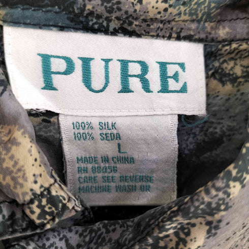 PURE 総柄シルクシャツ メンズ L