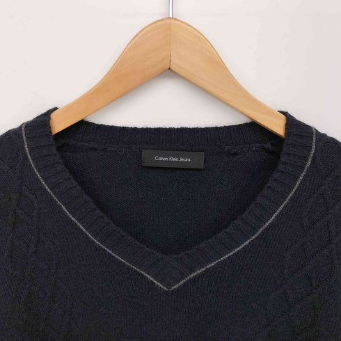 カルバンクラインジーンズ Calvin Klein Jeans ケーブル編み Vネック コットン ニット メンズ import:M