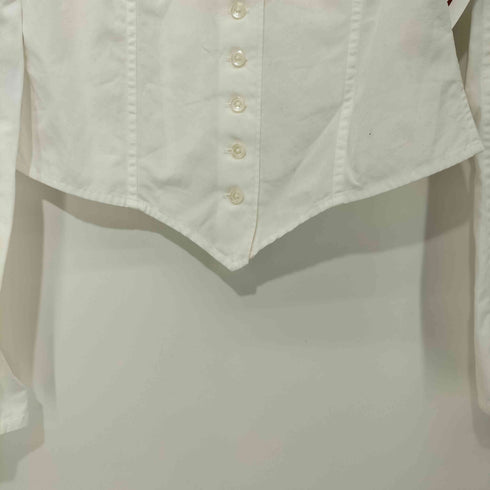 ラルフローレン RALPH LAUREN L/S ノーカラーデザインシャツ レディース JPN:7号