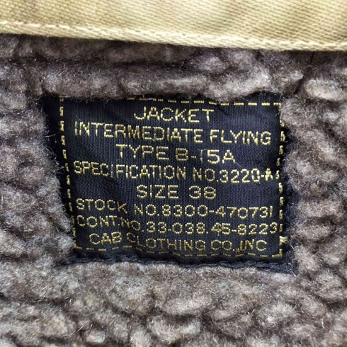 キャブクロージング cab clothing B-15A フライトジャケット メンズ US:38