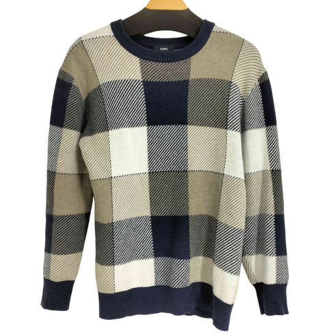 シップス SHIPS カシミヤ混 コットンチェック クルーネック ニット メンズ import:S