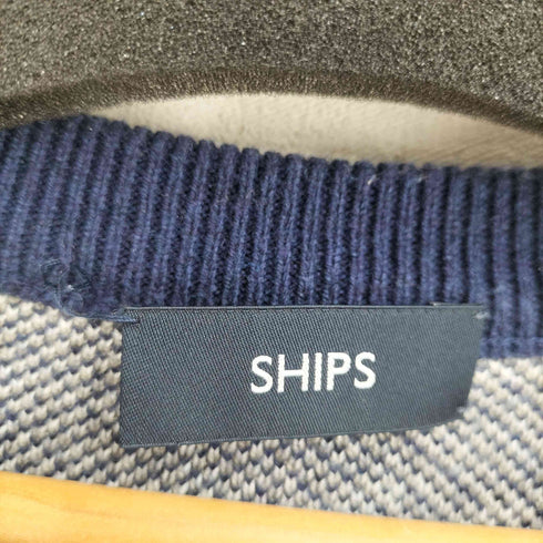 シップス SHIPS カシミヤ混 コットンチェック クルーネック ニット メンズ import:S