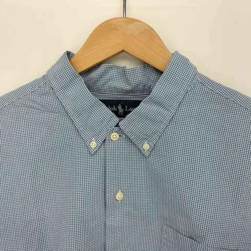 ラルフローレン RALPH LAUREN 90S BOB CAMP マイクロ チェックS/S オープンカラー 切り替え ボタンダウン シャツ メンズ import:XL