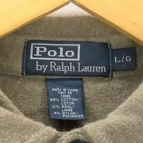 ポロバイラルフローレン Polo by RALPH LAUREN 90S スウェット生地 L/S ミリタリー ワーク シャツ メンズ import:L