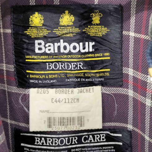 バブアー Barbour 90S 英国製 3ワラント BORDER JACKET ボーダー オイルドジャケット 93年製 メンズ C44/112cm