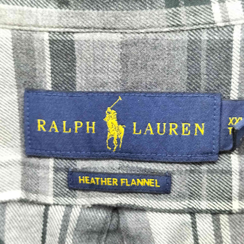ラルフローレン RALPH LAUREN HEATHER FLANNEL フランネル シャドー チェック ボタンダウン L/S シャツ 片ポケ マチ付き メンズ import:XXL