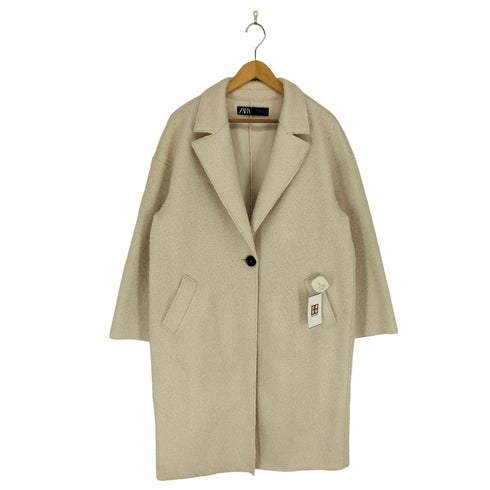 ザラ ZARA textured coat white レディース M