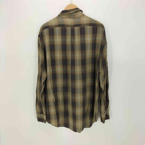 モッシモ MOSSIMO 90S 香港製 レーヨン ボタンダウン オンブレ チェック シャツ L/S メンズ import:M