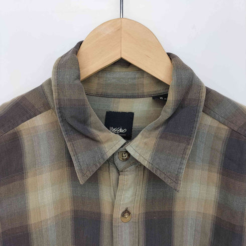 モッシモ MOSSIMO 90S 香港製 レーヨン ボタンダウン オンブレ チェック シャツ L/S メンズ import:M