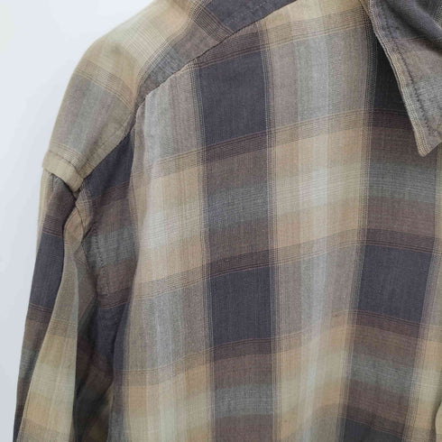 モッシモ MOSSIMO 90S 香港製 レーヨン ボタンダウン オンブレ チェック シャツ L/S メンズ import:M