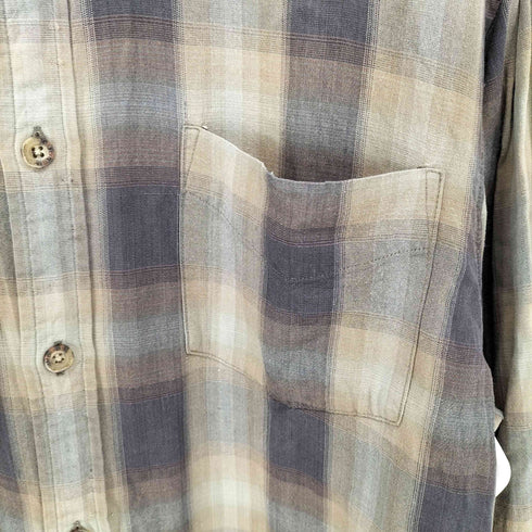 モッシモ MOSSIMO 90S 香港製 レーヨン ボタンダウン オンブレ チェック シャツ L/S メンズ import:M