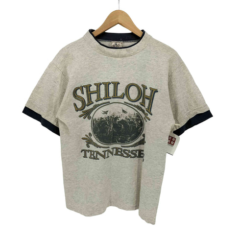 アローレ ALORE 90S USA製 BATTLE of SHILOH フロント プリント 霜降り レイヤード クルーネック Tシャツ シングルステッチ メンズ import:M