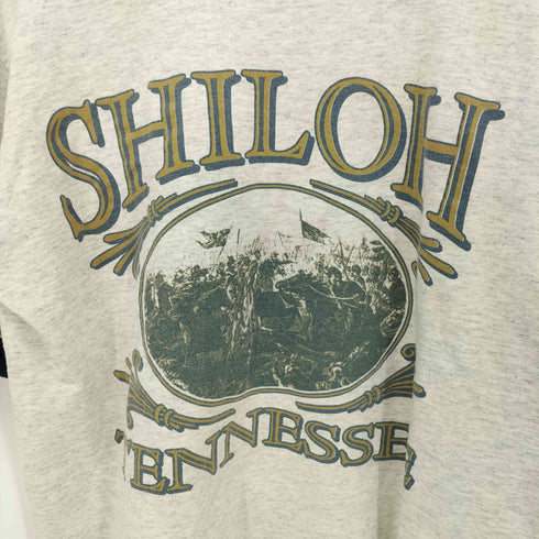 アローレ ALORE 90S USA製 BATTLE of SHILOH フロント プリント 霜降り レイヤード クルーネック Tシャツ シングルステッチ メンズ import:M