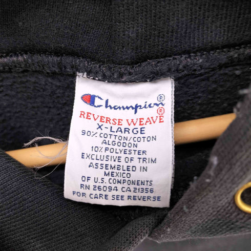 チャンピオン Champion 90s メキシコ製 刺繍タグ REVERSE WEAVE プルオーバーパーカー フェードブラック メンズ JPN:XL