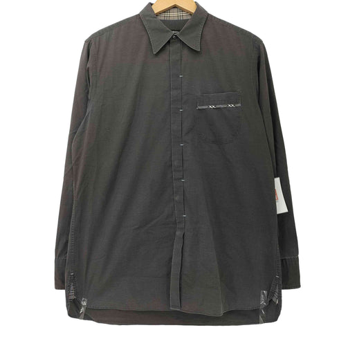 バーバリーブラックレーベル BURBERRY BLACK LABEL 比翼 マチ付 袖ホース刺繍 コットン レギュラーカラー ドレスシャツ メンズ JPN:3