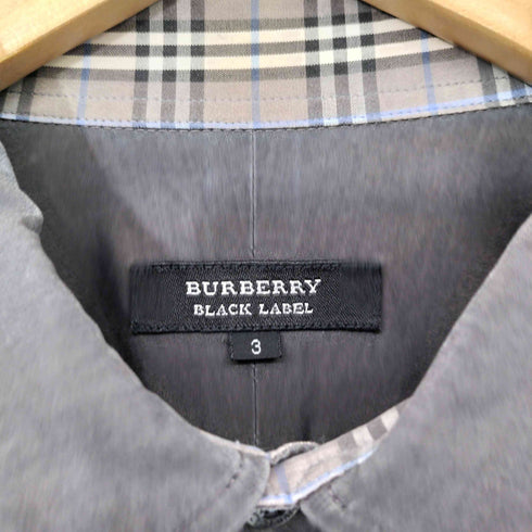 バーバリーブラックレーベル BURBERRY BLACK LABEL 比翼 マチ付 袖ホース刺繍 コットン レギュラーカラー ドレスシャツ メンズ JPN:3