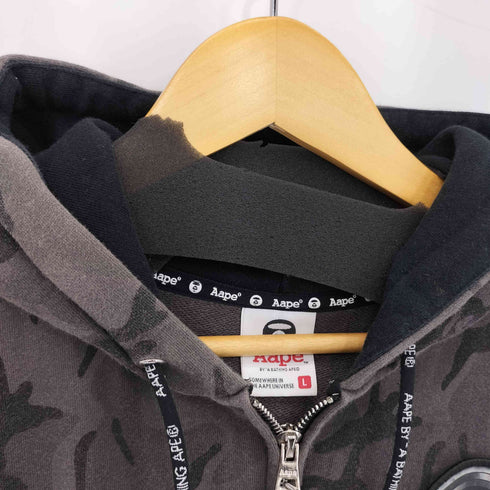 アベイシングエイプ A BATHING APE ワッペンロゴ サルカモジップアップパーカー メンズ L