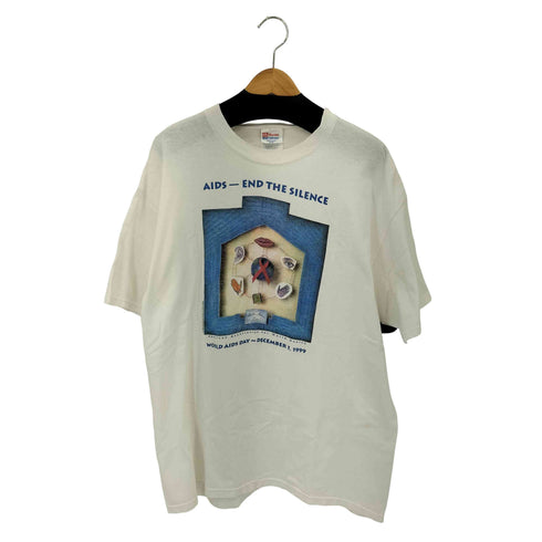 ヘインズ Hanes 90s AIDS END THE SILENCE プリントクルーネックTシャツ メンズ JPN:XL