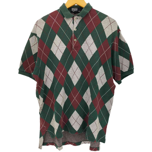 ポロバイラルフローレン Polo by RALPH LAUREN 90s USA製 ポニー無し アーガイルポロシャツ メンズ import:M