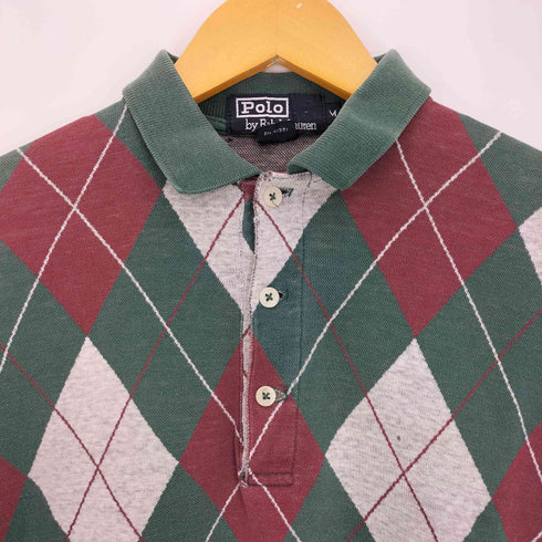 ポロバイラルフローレン Polo by RALPH LAUREN 90s USA製 ポニー無し アーガイルポロシャツ メンズ import:M