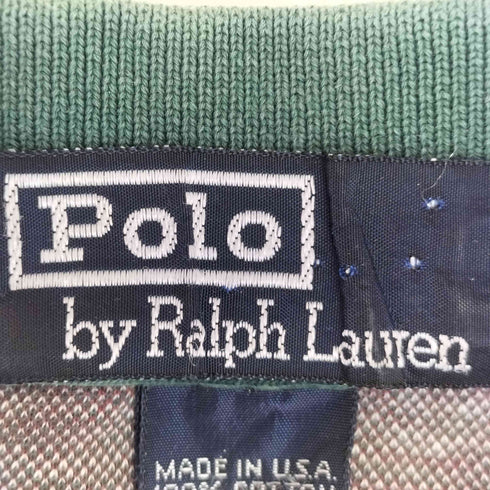 ポロバイラルフローレン Polo by RALPH LAUREN 90s USA製 ポニー無し アーガイルポロシャツ メンズ import:M