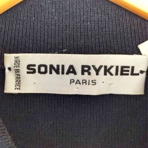 ソニアリキエル SONIA RYKIEL フランス製 ラインストーンロゴ インサイドアウト ロングスリーブ スリットポロシャツ メンズ