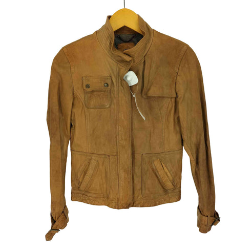 バナナリパブリック BANANA REPUBLIC lamb leather 比翼ジップ シープレザー シングルライダースジャケット レディース import:S