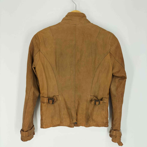バナナリパブリック BANANA REPUBLIC lamb leather 比翼ジップ シープレザー シングルライダースジャケット レディース import:S