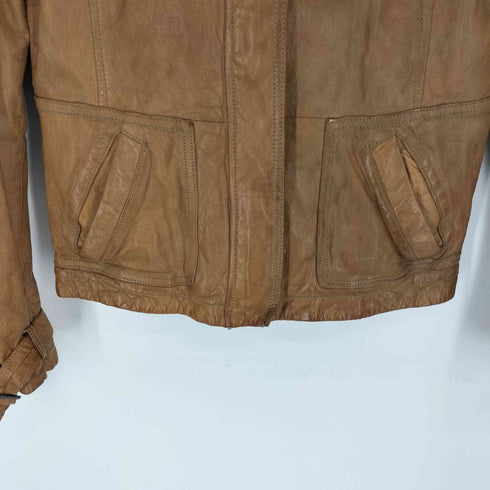 バナナリパブリック BANANA REPUBLIC lamb leather 比翼ジップ シープレザー シングルライダースジャケット レディース import:S