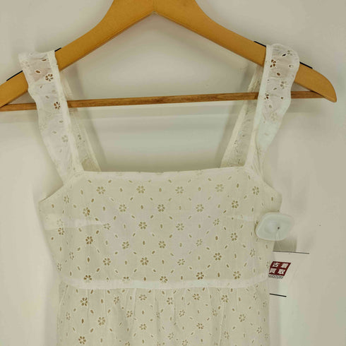 ジルスチュアート JILLSTUART フラワーモチーフ レース刺繍 コットン キャミワンピース レディース P