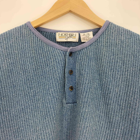NORTHERN SPIRIT 00s ヘンリーネック コットン リブニット メンズ import:XL