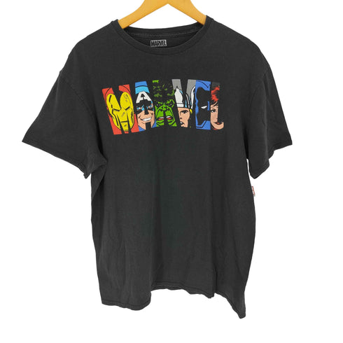 マーベル MARVEL アメリカンコミック アメコミ キャラクター ヒーロー 集合 グラフィックプリント クルーネック S/S Tシャツ メンズ import:XL