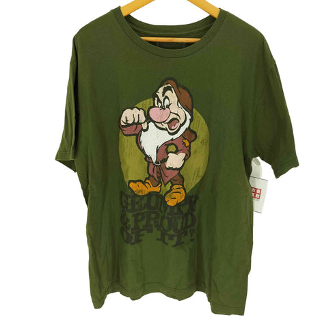 ムービー アニメ キャラクタープリント モスグリーン S/S クルーネック オーバーサイズ Tシャツ メンズ import:XL