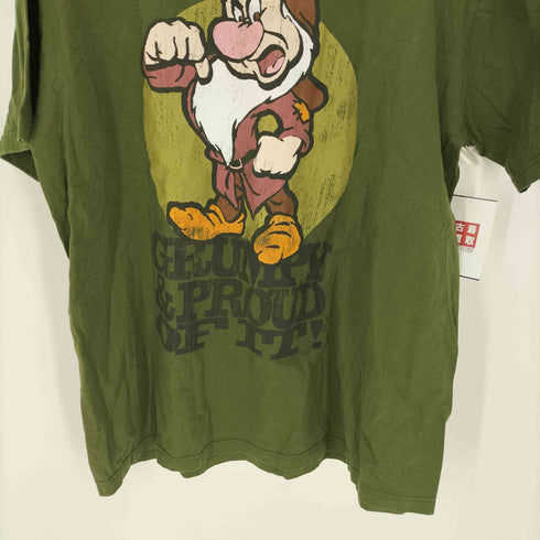 ムービー アニメ キャラクタープリント モスグリーン S/S クルーネック オーバーサイズ Tシャツ メンズ import:XL