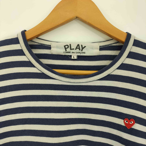 プレイコムデギャルソン PLAY COMME des GARCONS ハートワッペン ボーダー クルーネック ロングスリーブTシャツ レディース JPN:L