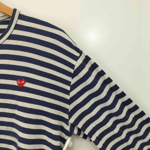 プレイコムデギャルソン PLAY COMME des GARCONS ハートワッペン ボーダー クルーネック ロングスリーブTシャツ レディース JPN:L