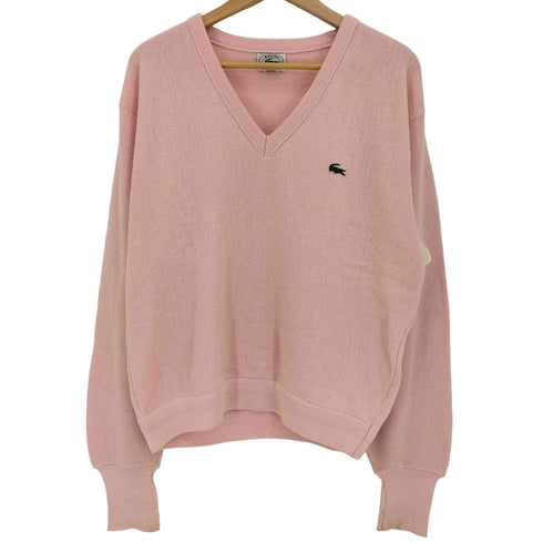 アイゾッドラコステ IZOD LACOSTE 80s USA製 ロゴ刺繍 アクリル Vネックニット メンズ import:L