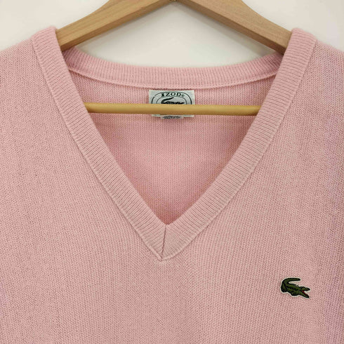 アイゾッドラコステ IZOD LACOSTE 80s USA製 ロゴ刺繍 アクリル Vネックニット メンズ import:L