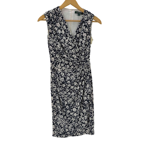 ローレンラルフローレン LAUREN RALPH LAUREN 緑タグ Cream Floral Ruched Stretch Sheath Dress フローラル ストレッチ ワンピース レディース 0