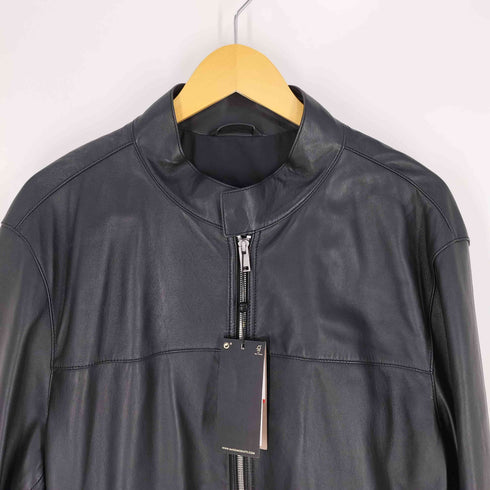 マッシモデュッティ Massimo Dutti ダブルジップ フェイクレザー シングルライダースジャケット メンズ import:XL